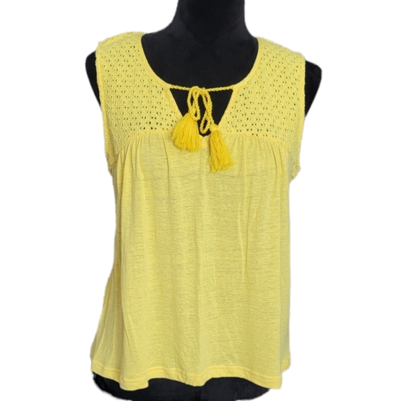 Anthropologie Akemi + Kin Piaf Yellow Boho Crochet Tank Size Small - Picture 3 of 9